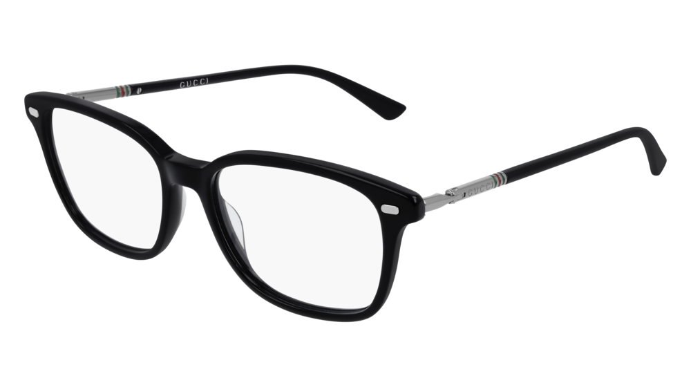 GUCCI GG0520O RECTANGULAR / SQUARE Eyeglasses For Men  GG0520O-001 BLACK RUTHENIUM / TRANSPARENT SHINY 53-17-140