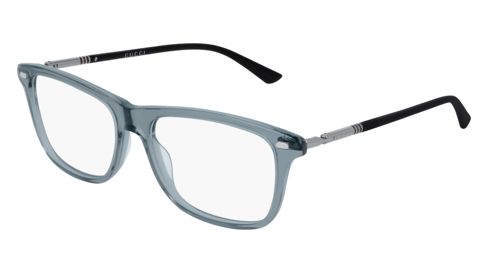 GUCCI GG0519O RECTANGULAR / SQUARE Eyeglasses For Men  GG0519O-007 GREY RUTHENIUM / TRANSPARENT TRANSPARENT 55-17-140