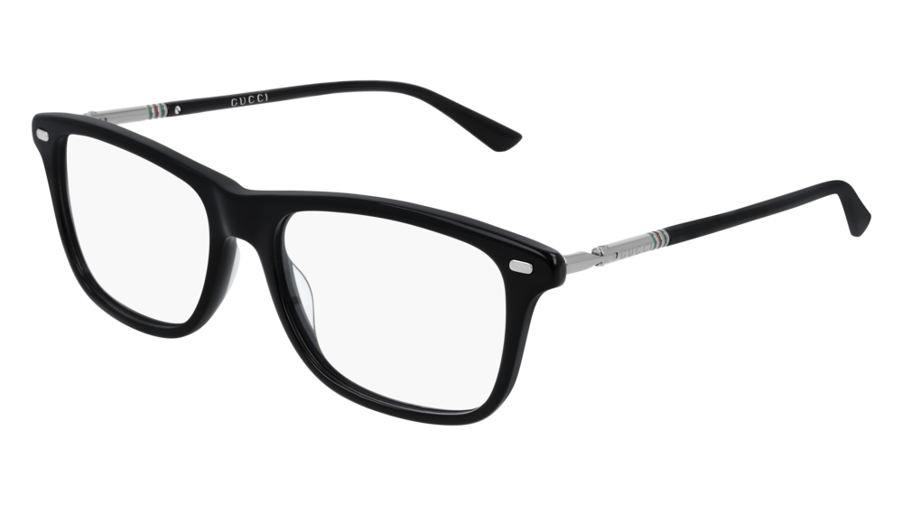 GUCCI GG0519O RECTANGULAR / SQUARE Eyeglasses For Men  GG0519O-005 BLACK RUTHENIUM / TRANSPARENT SHINY 55-17-140