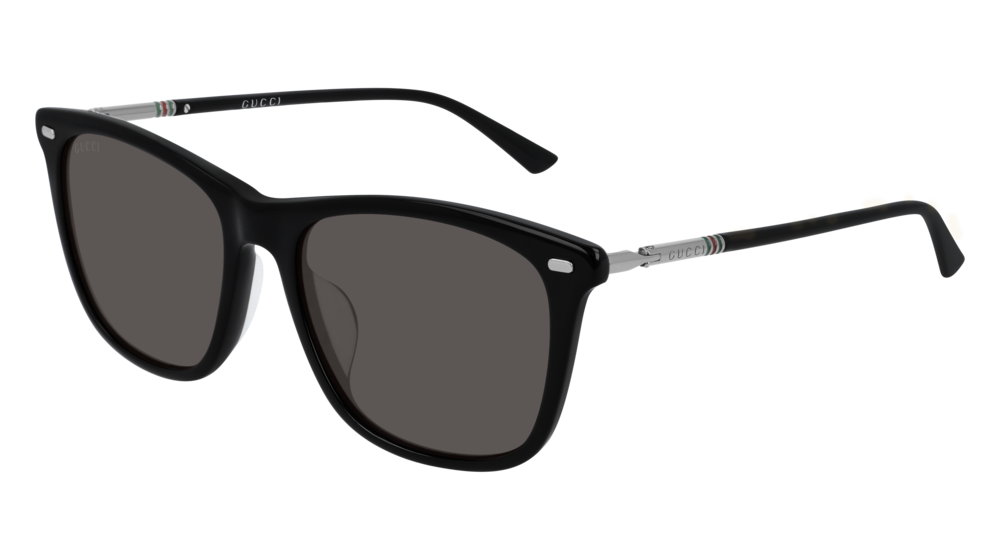 GUCCI GG0518SA RECTANGULAR / SQUARE Sunglasses For UNISEX  GG0518SA-001 BLACK RUTHENIUM / GREY SHINY 56-18-145