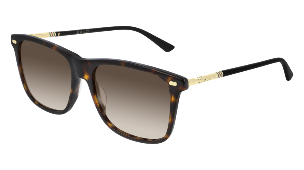 GUCCI GG0518S RECTANGULAR / SQUARE Sunglasses For Men  GG0518S-002 HAVANA GOLD / BROWN DARK 54-17-140