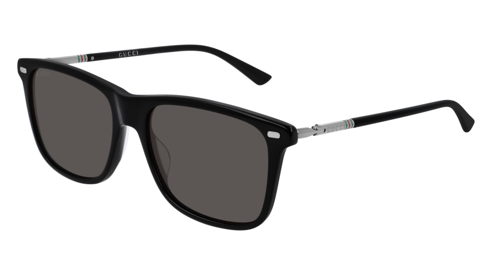 GUCCI GG0518S RECTANGULAR / SQUARE Sunglasses For Men  GG0518S-001 BLACK RUTHENIUM / GREY SHINY 54-17-140