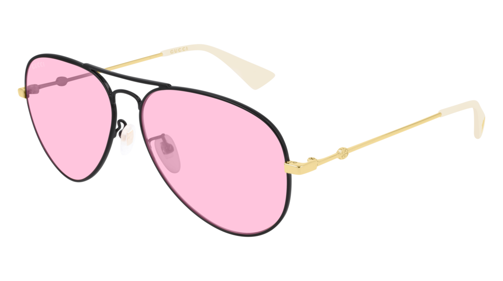 GUCCI GG0515S AVIATOR Sunglasses For Men  GG0515S-004 BLACK GOLD / PINK SHINY 60-14-145