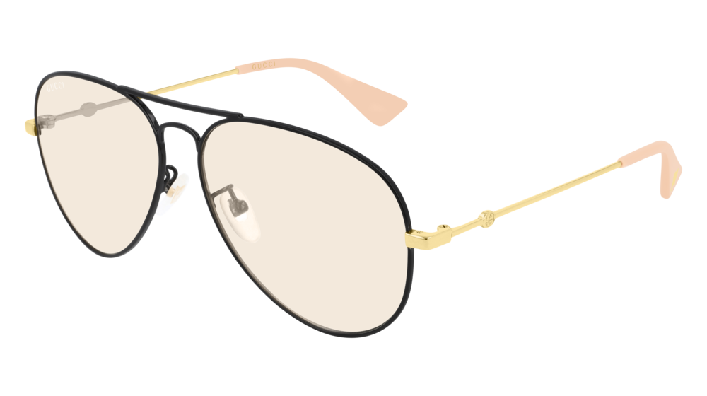 GUCCI GG0515S AVIATOR Sunglasses For Men  GG0515S-003 BLACK GOLD / YELLOW SHINY 60-14-145