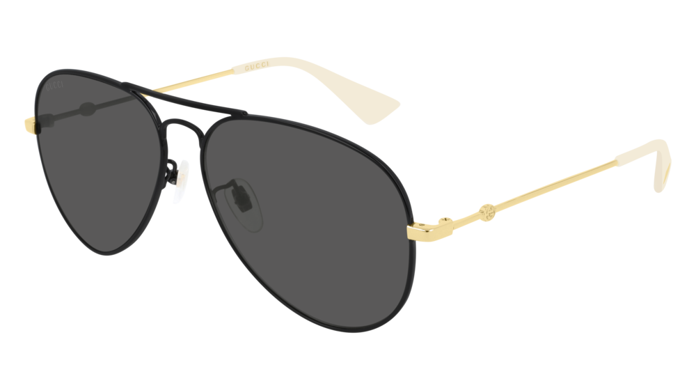 GUCCI GG0515S AVIATOR Sunglasses For Men  GG0515S-001 BLACK GOLD / GREY SHINY 60-14-145