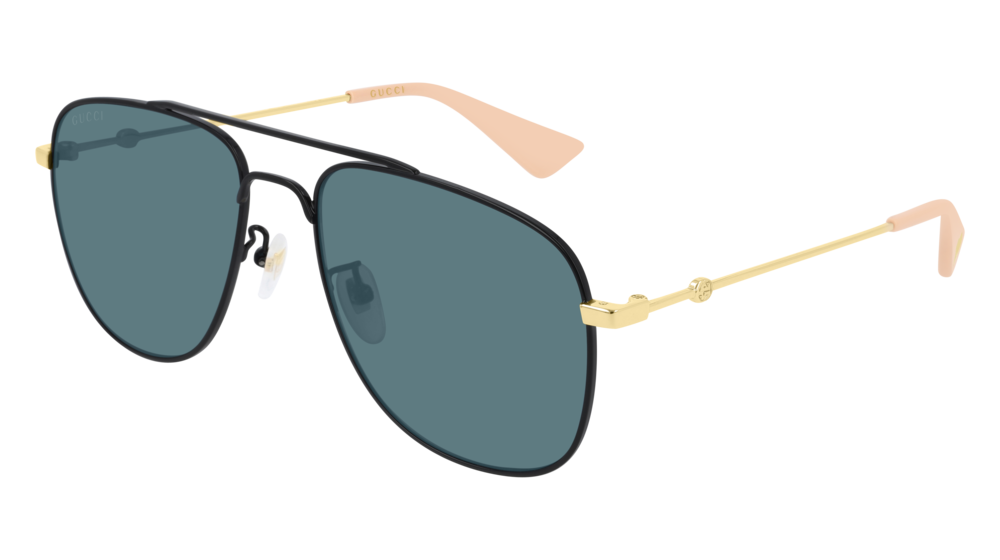 GUCCI GG0514S AVIATOR Sunglasses For Men  GG0514S-003 BLACK GOLD / BLUE SHINY 57-18-140