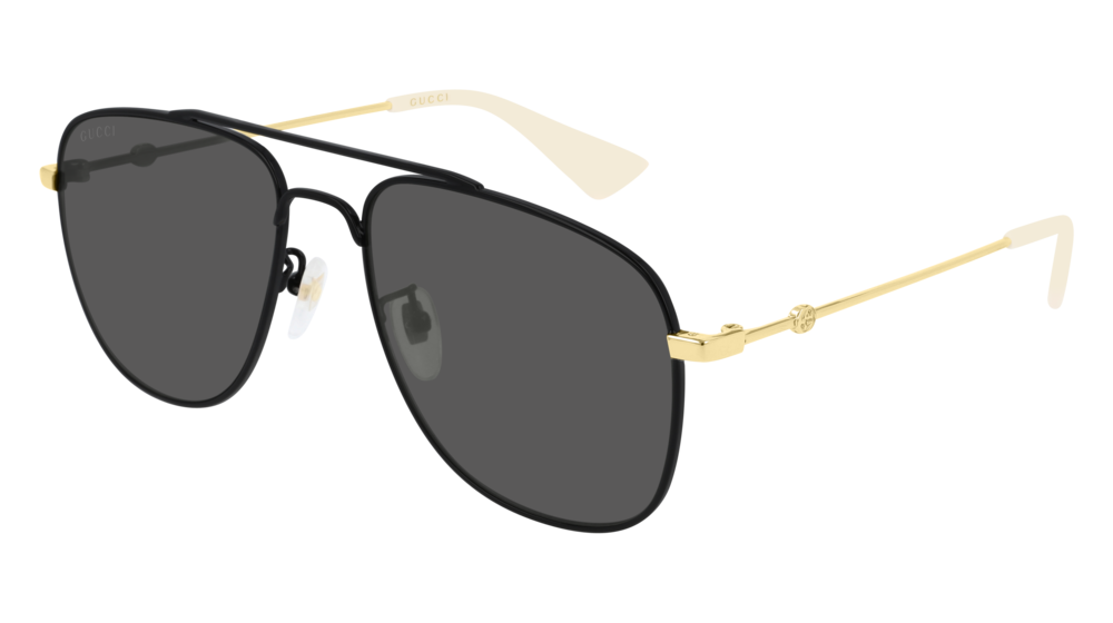 GUCCI GG0514S AVIATOR Sunglasses For Men  GG0514S-001 BLACK GOLD / GREY SHINY 57-18-140