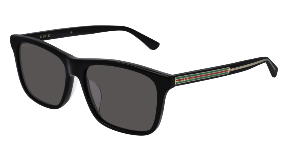 GUCCI GG0381SA RECTANGULAR / SQUARE Sunglasses For Men  GG0381SA-001 BLACK CRYSTAL / GREY SHINY 56-16-150