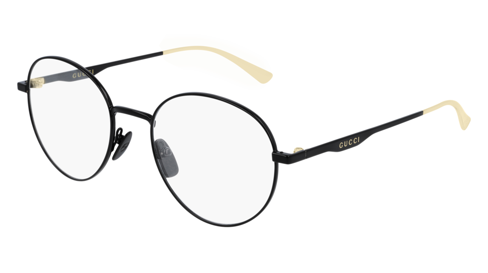 GUCCI GG0337O ROUND / OVAL Eyeglasses For Men  GG0337O-009 BLACK BLACK / TRANSPARENT SHINY 53-20-145