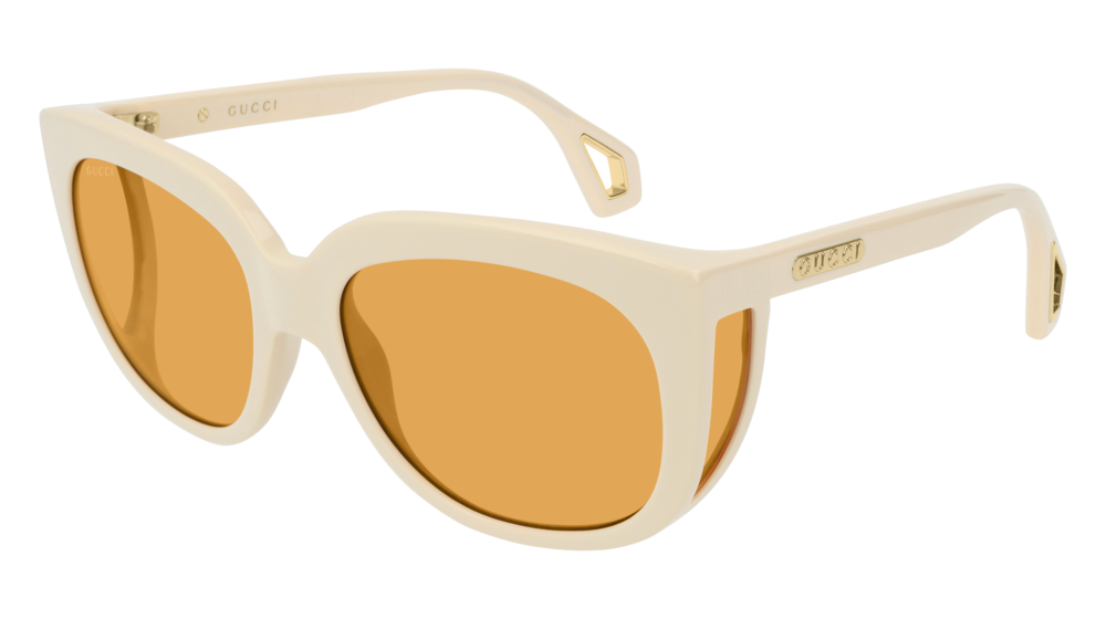GUCCI GG0468S RECTANGULAR / SQUARE Sunglasses For Women  GG0468S-004 WHITE WHITE / ORANGE SHINY 57-19-140