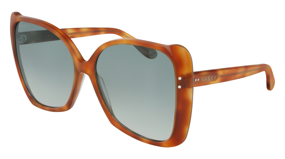 GUCCI GG0471S RECTANGULAR / SQUARE Sunglasses For Women  GG0471S-003 HAVANA HAVANA / GREEN SHINY 62-16-145