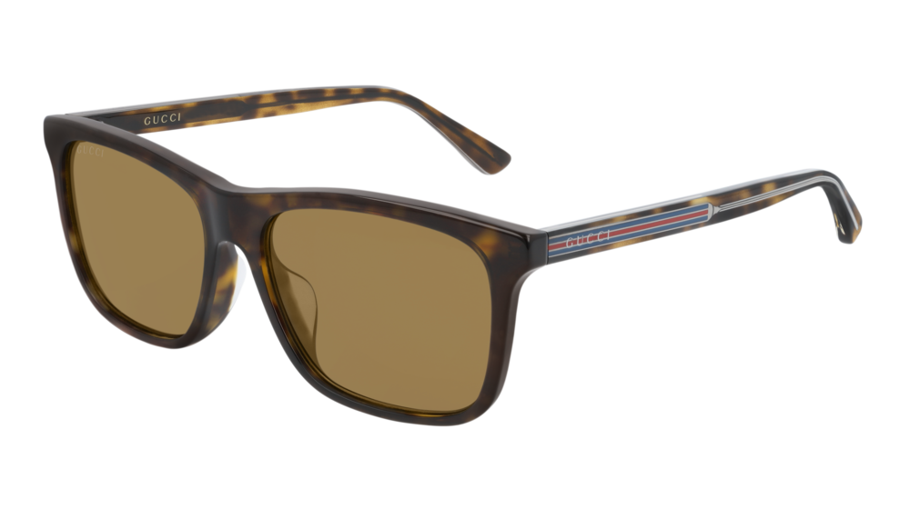 GUCCI GG0381SA RECTANGULAR / SQUARE Sunglasses For Men  GG0381SA-002 HAVANA CRYSTAL / BROWN DARK 56-16-150