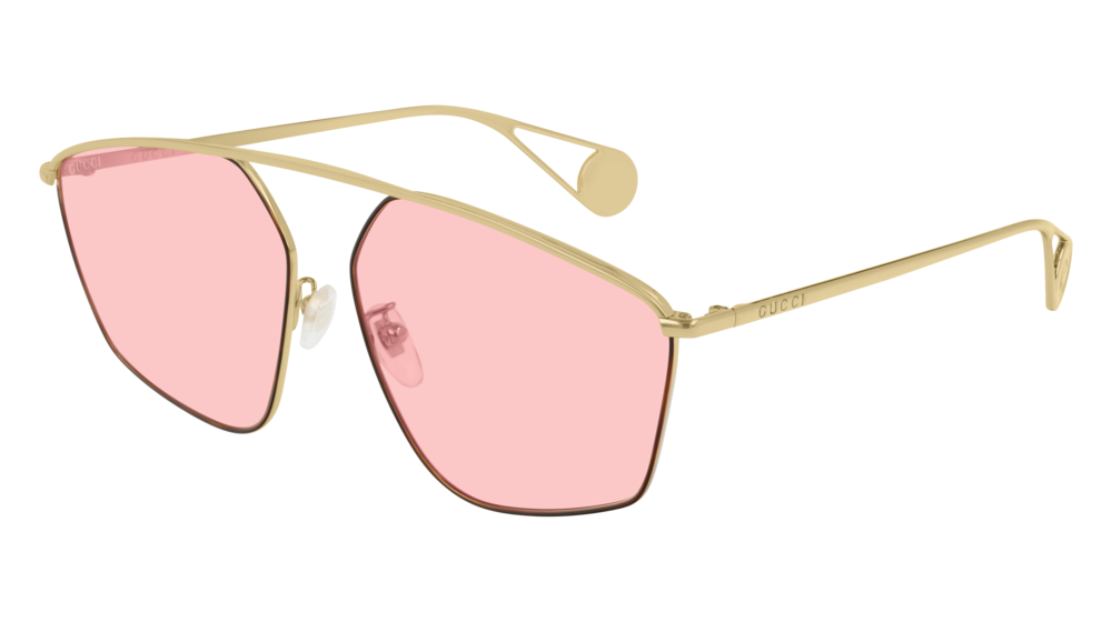 GUCCI GG0437SA RECTANGULAR / SQUARE Sunglasses For Women  GG0437SA-004 GOLD GOLD / PINK HAVANA 60-14-145