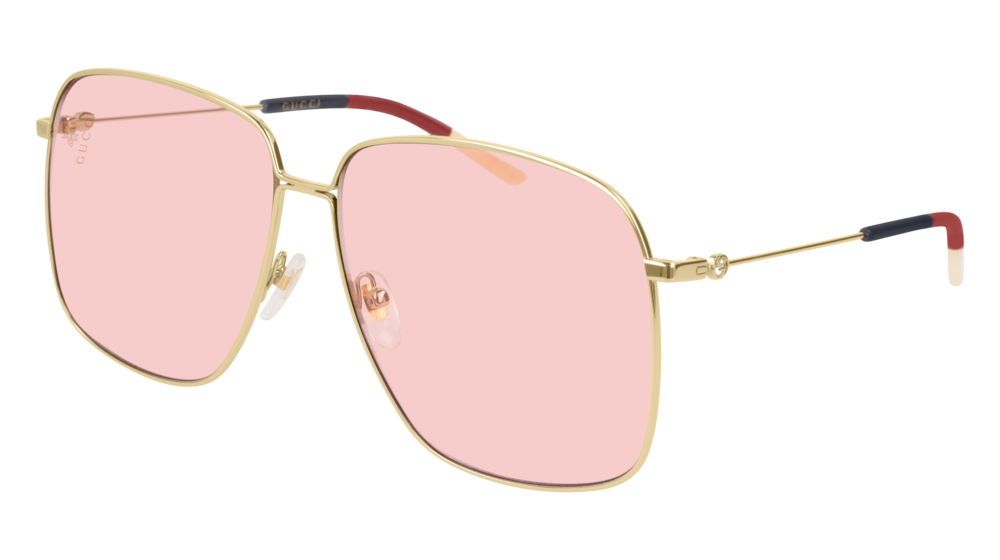 GUCCI GG0394S RECTANGULAR / SQUARE Sunglasses For Women  GG0394S-004 GOLD GOLD / PINK SHINY 61-14-145