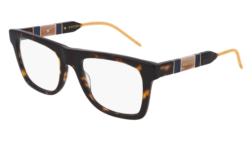 GUCCI GG0604O RECTANGULAR / SQUARE Eyeglasses For Men  GG0604O-002 HAVANA HAVANA / TRANSPARENT DARK 53-20-145