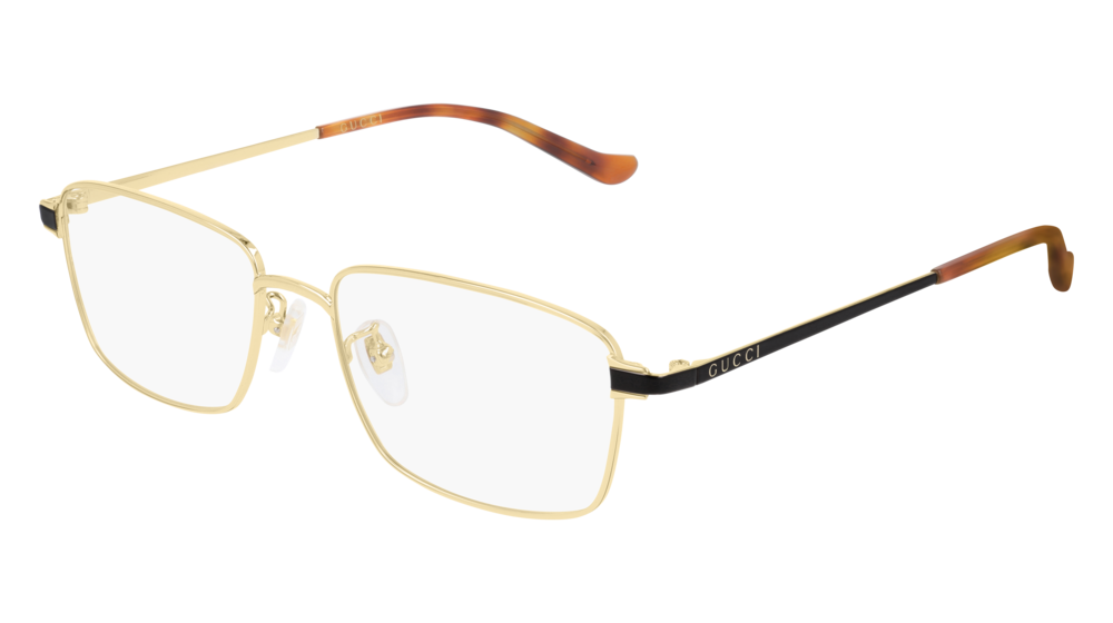 GUCCI GG0576OK RECTANGULAR / SQUARE Eyeglasses For Men  GG0576OK-005 GOLD BROWN / TRANSPARENT SHINY 56-17-150