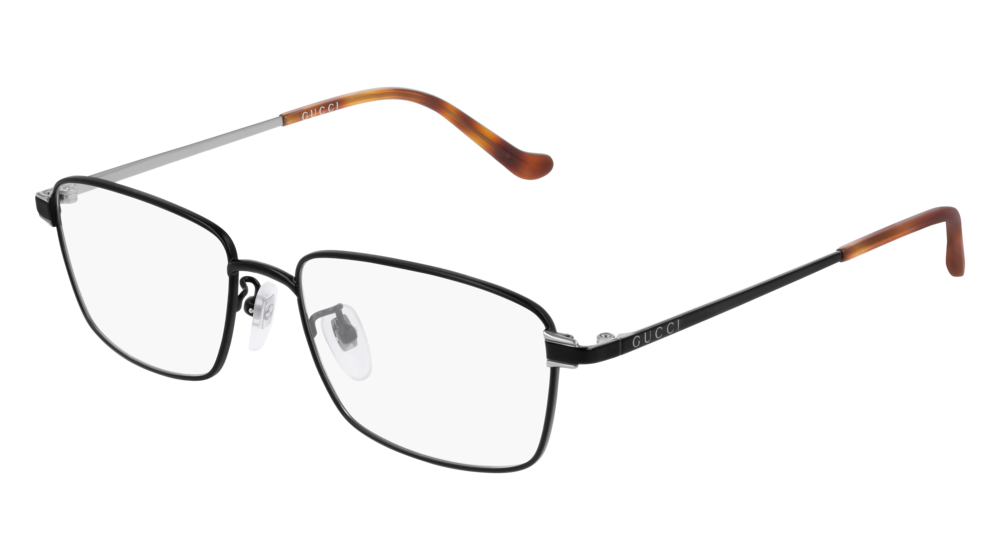 GUCCI GG0576OK RECTANGULAR / SQUARE Eyeglasses For Men  GG0576OK-004 BLACK BLACK / TRANSPARENT MATTE 56-17-150