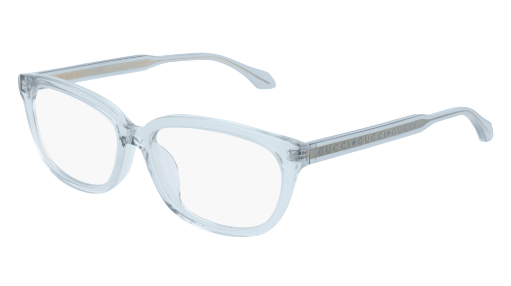 GUCCI GG0568OA RECTANGULAR / SQUARE Eyeglasses For Women  GG0568OA-003 LIGHT-BLUE LIGHT-BLUE / TRANSPARENT TRANSPARENT 55-15-145