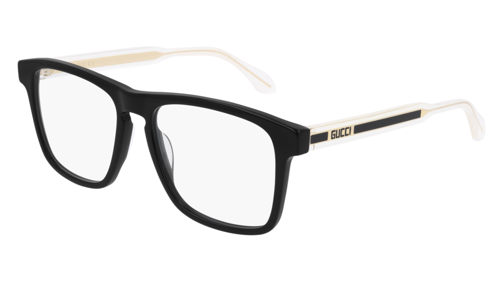 GUCCI GG0561O RECTANGULAR / SQUARE Eyeglasses For Men  GG0561O-001 BLACK CRYSTAL / TRANSPARENT BLACK 54-17-145