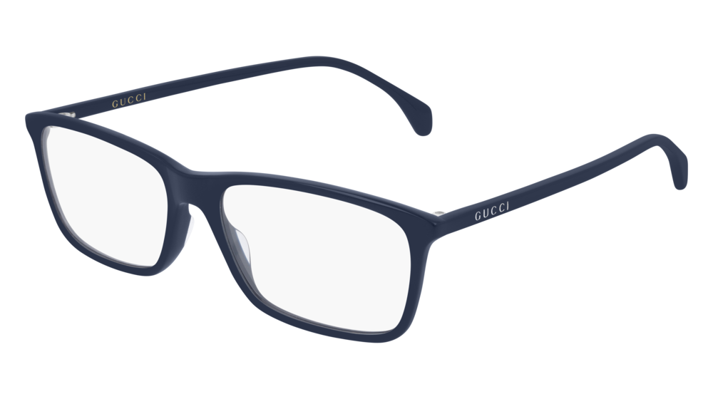 GUCCI GG0553O RECTANGULAR / SQUARE Eyeglasses For Men  GG0553O-007 BLUE BLUE / TRANSPARENT SHINY 56-16-145