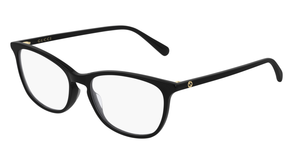 GUCCI GG0549O RECTANGULAR / SQUARE Eyeglasses For Women  GG0549O-001 BLACK BLACK / TRANSPARENT SHINY 52-16-140