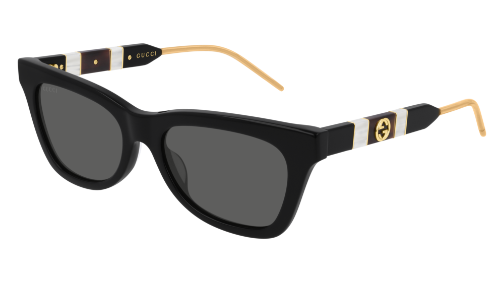 GUCCI GG0598S CAT EYE Sunglasses For Women  GG0598S-001 BLACK BLACK / GREY SHINY 53-18-145