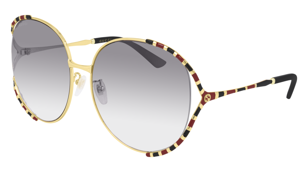 GUCCI GG0595S ROUND / OVAL Sunglasses For Women  GG0595S-006 GOLD GOLD / GREY GOLD 64-17-135