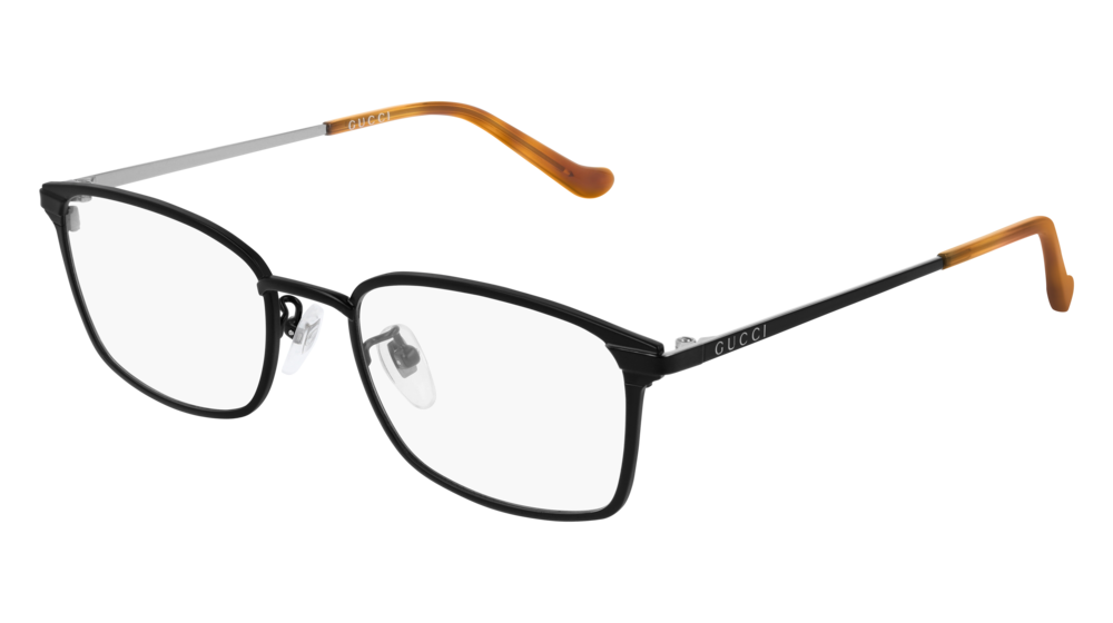 GUCCI GG0579OK RECTANGULAR / SQUARE Eyeglasses For Men  GG0579OK-001 BLACK BLACK / TRANSPARENT MATTE 53-19-145