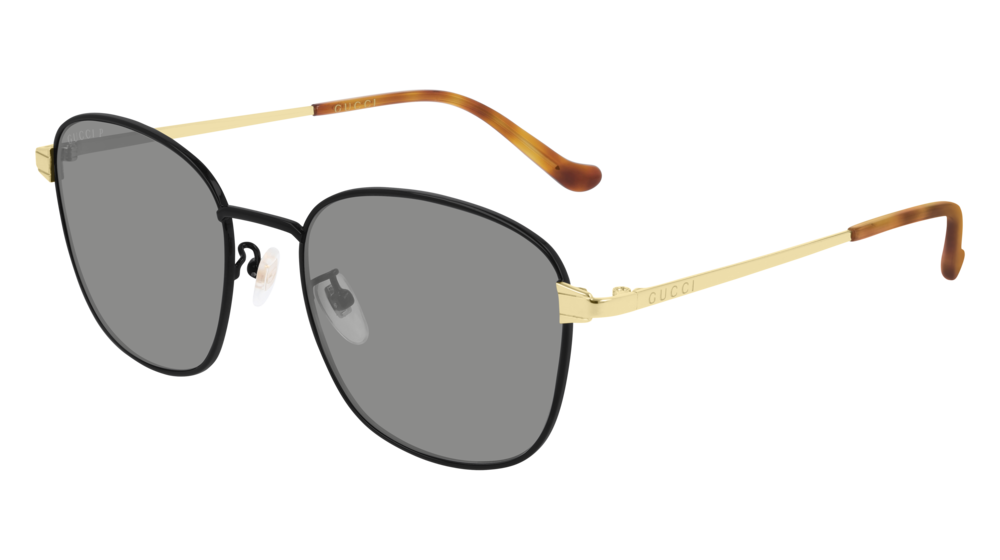 GUCCI GG0575SK ROUND / OVAL Sunglasses For Men  GG0575SK-002 BLACK GOLD / GREY SHINY 56-19-150