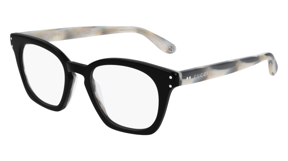 GUCCI GG0572O RECTANGULAR / SQUARE Eyeglasses For Men  GG0572O-009 BLACK GREY / TRANSPARENT GREY 50-19-150