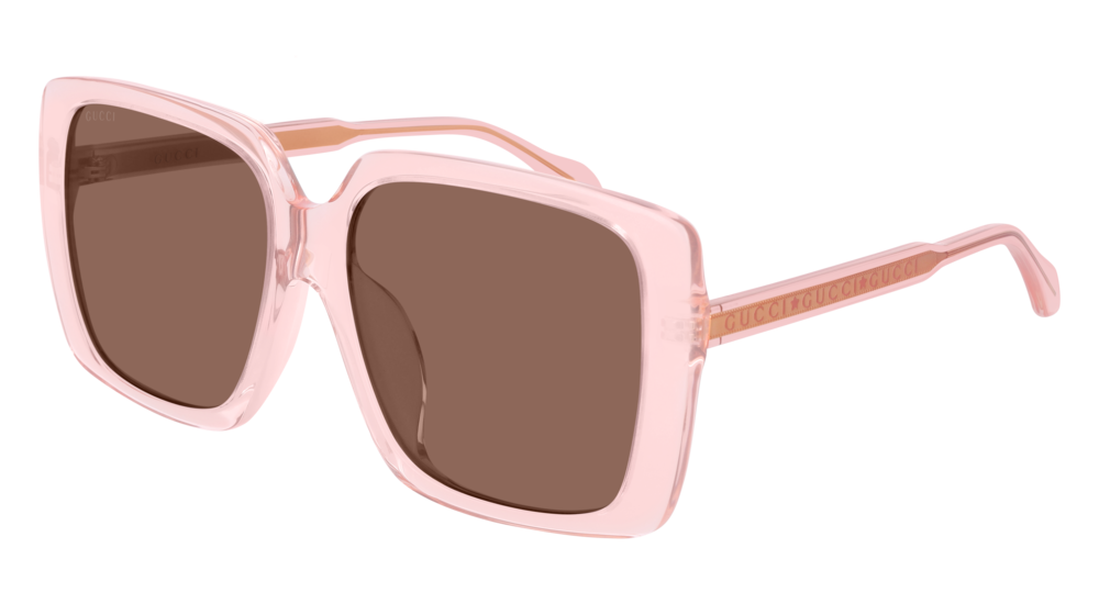 GUCCI GG0567SA RECTANGULAR / SQUARE Sunglasses For Women  GG0567SA-004 PINK PINK / BROWN TRANSPARENT 58-16-145