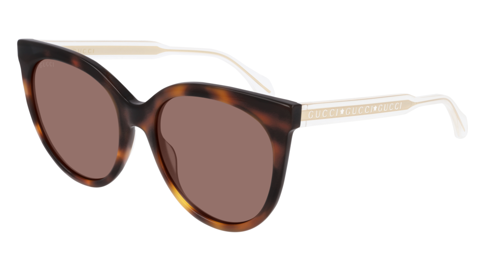 GUCCI GG0565S CAT EYE Sunglasses For Women  GG0565S-002 HAVANA CRYSTAL / BROWN SHINY 54-19-145