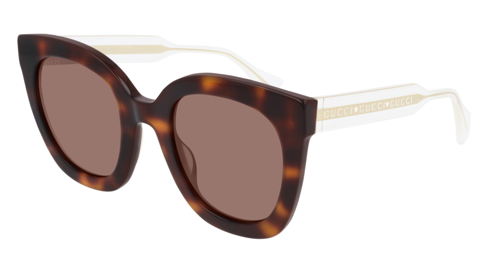 GUCCI GG0564S RECTANGULAR / SQUARE Sunglasses For Women  GG0564S-002 HAVANA CRYSTAL / BROWN SHINY 51-26-145