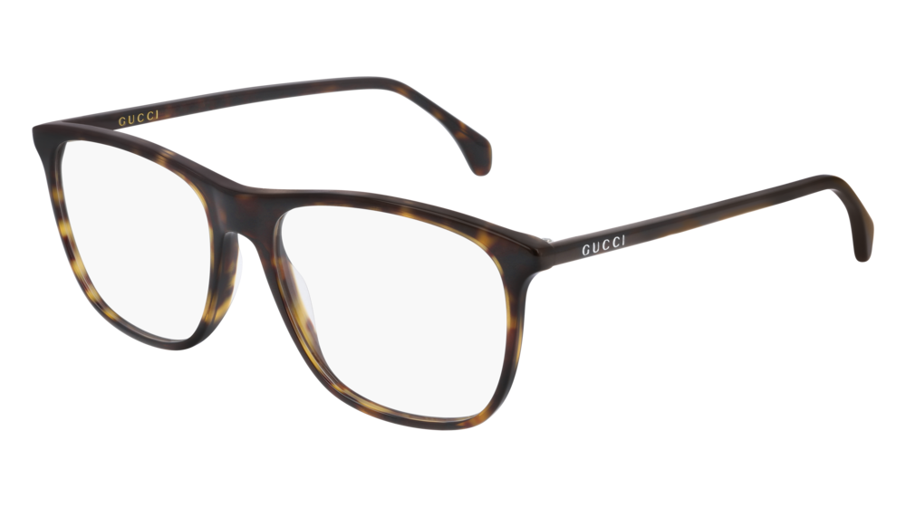 GUCCI GG0554O RECTANGULAR / SQUARE Eyeglasses For Men  GG0554O-002 HAVANA HAVANA / TRANSPARENT DARK 55-16-145