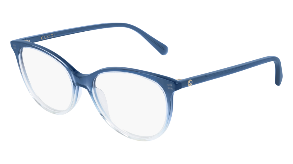 GUCCI GG0550O CAT EYE Eyeglasses For Women  GG0550O-004 BLUE BLUE / TRANSPARENT CRYSTAL 51-16-140