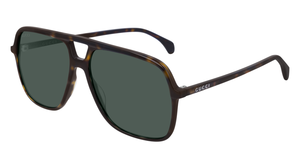 GUCCI GG0545S AVIATOR Sunglasses For Men  GG0545S-002 HAVANA HAVANA / GREEN SHINY 58-15-145