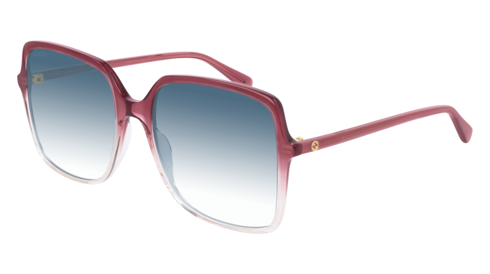 GUCCI GG0544S RECTANGULAR / SQUARE Sunglasses For Women  GG0544S-005 RED BURGUNDY / BLUE CRYSTAL 57-18-140
