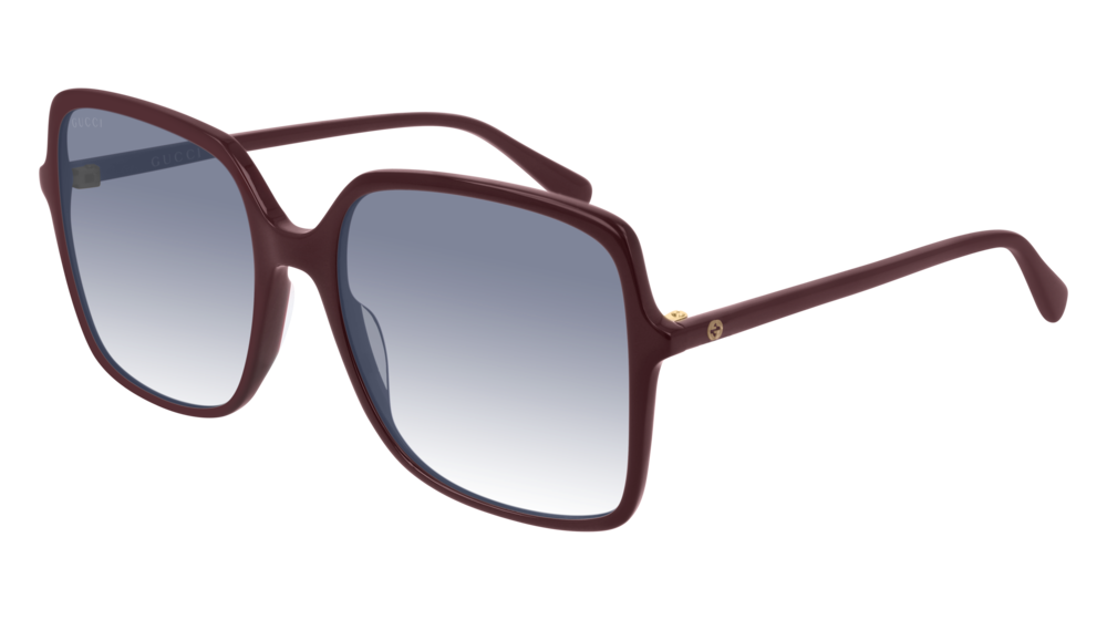 GUCCI GG0544S RECTANGULAR / SQUARE Sunglasses For Women  GG0544S-003 BURGUNDY BURGUNDY / BLUE SHINY 57-18-140