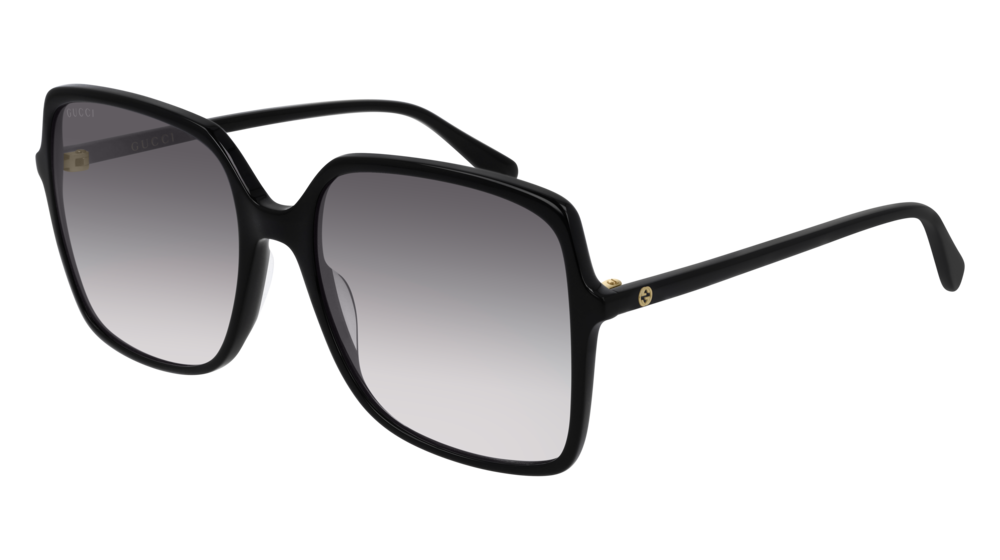 GUCCI GG0544S RECTANGULAR / SQUARE Sunglasses For Women  GG0544S-001 BLACK BLACK / GREY SHINY 57-18-140