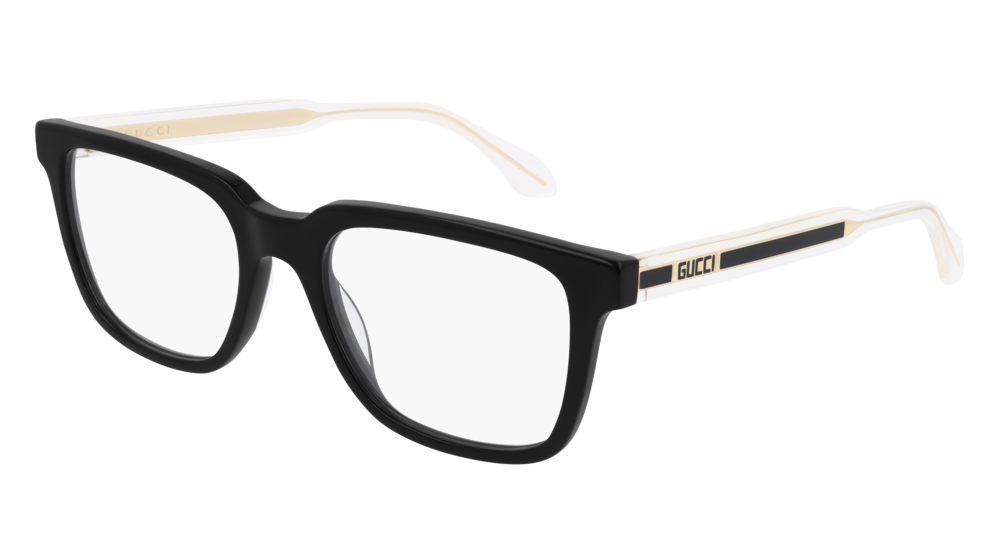 GUCCI GG0560O RECTANGULAR / SQUARE Eyeglasses For Men  GG0560O-001 BLACK CRYSTAL / TRANSPARENT BLACK 53-20-145