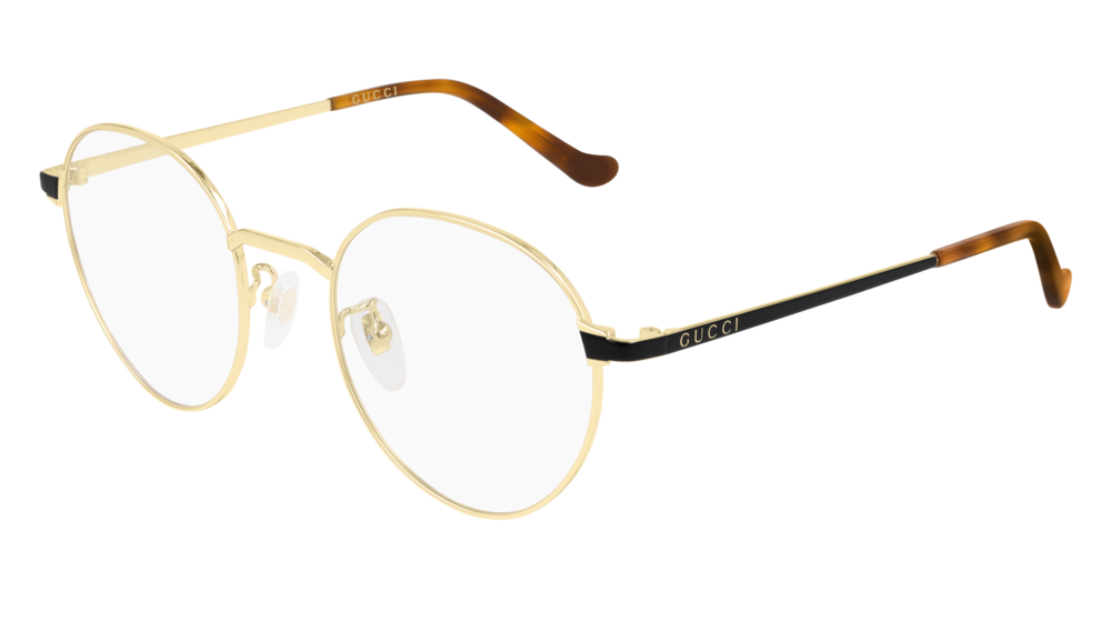 GUCCI GG0581O ROUND / OVAL Eyeglasses For UNISEX  GG0581O-001 GOLD BLACK / TRANSPARENT BLACK 47-21-140