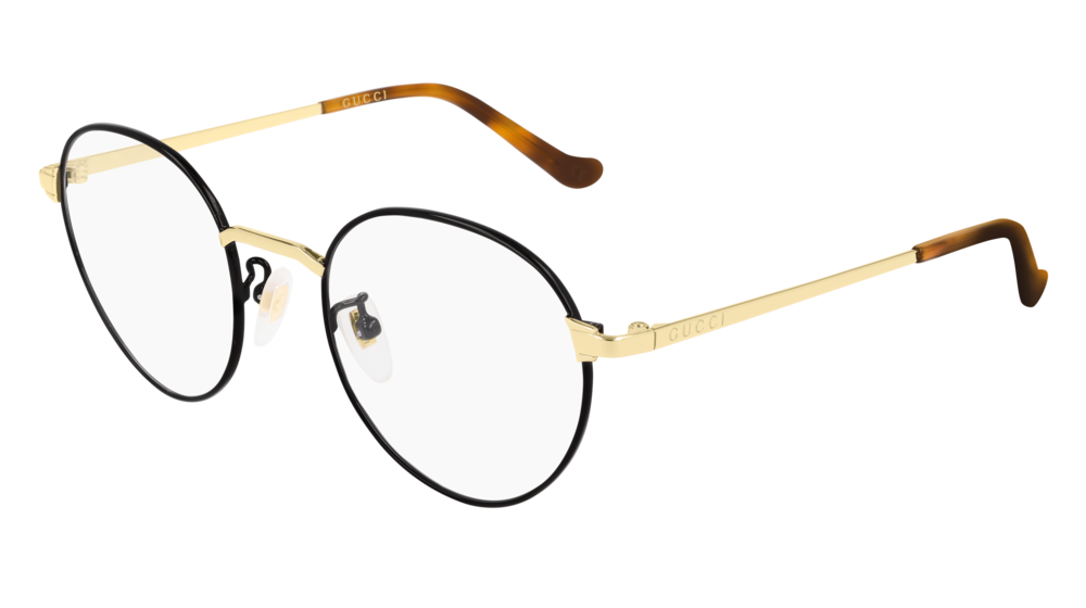GUCCI GG0581O ROUND / OVAL Eyeglasses For UNISEX  GG0581O-002 BLACK GOLD / TRANSPARENT SHINY 47-21-140