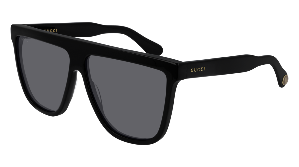 GUCCI GG0582S RECTANGULAR / SQUARE Sunglasses For Men  GG0582S-001 BLACK BLACK / GREY SHINY 61-12-145