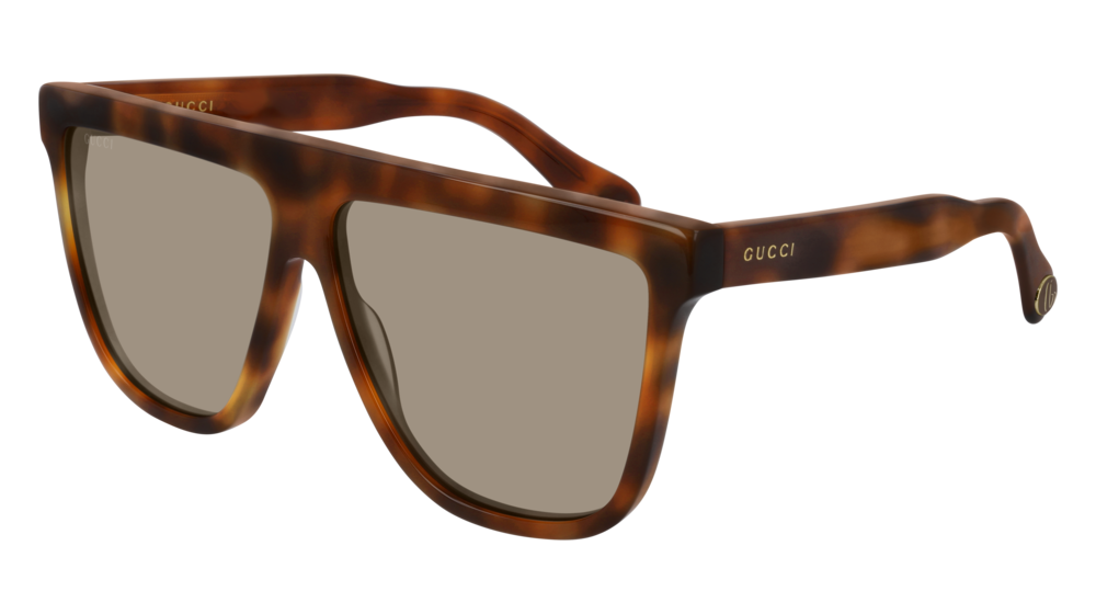 GUCCI GG0582S RECTANGULAR / SQUARE Sunglasses For Men  GG0582S-003 HAVANA HAVANA / BROWN SHINY 61-12-145
