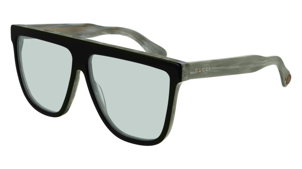 GUCCI GG0582S RECTANGULAR / SQUARE Sunglasses For Men  GG0582S-004 BLACK GREEN / BLUE GREEN 61-12-145