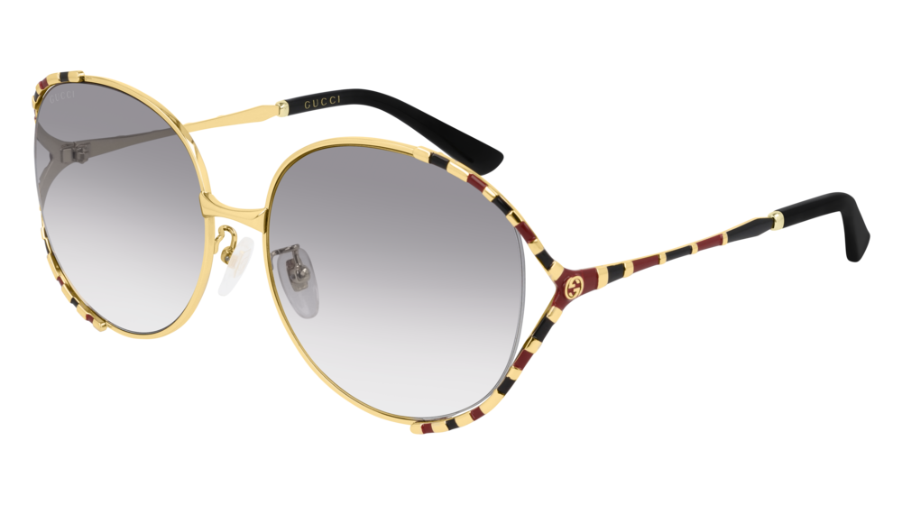 GUCCI GG0595S ROUND / OVAL Sunglasses For Women  GG0595S-002 GOLD GOLD / GREY GOLD 59-17-135