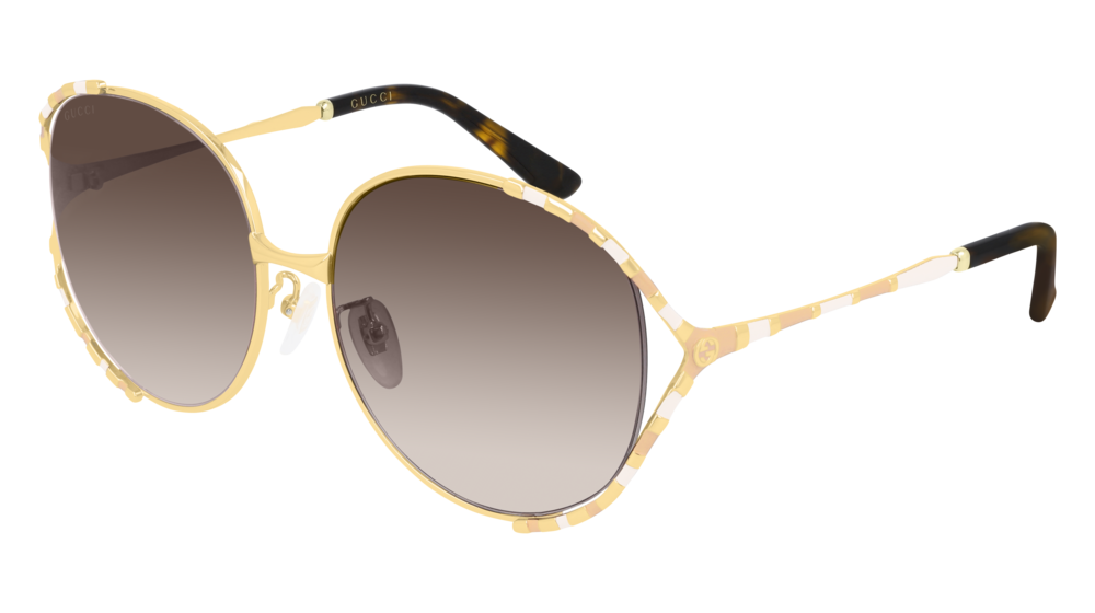 GUCCI GG0595S ROUND / OVAL Sunglasses For Women  GG0595S-004 GOLD GOLD / BROWN GOLD 59-17-135
