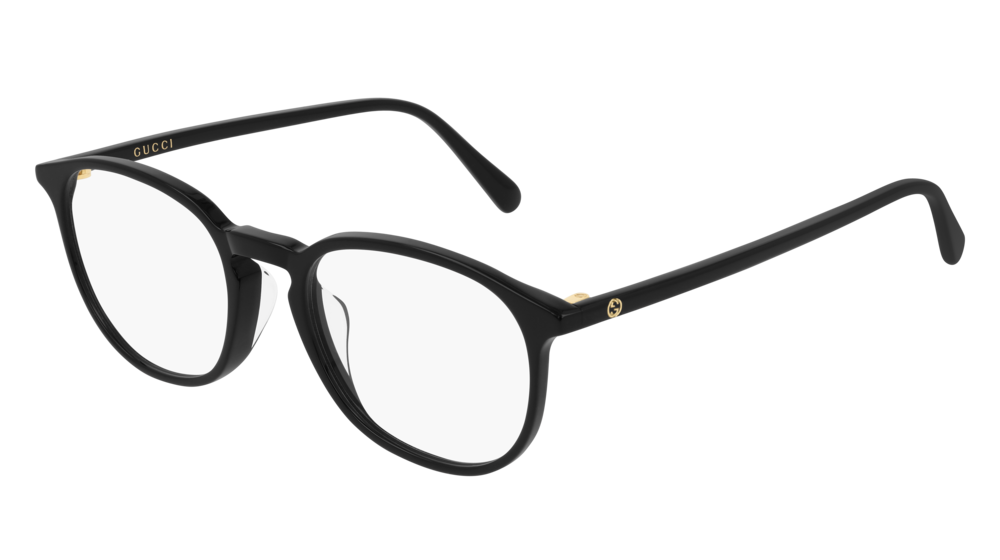 GUCCI GG0552OA RECTANGULAR / SQUARE Eyeglasses For Men  GG0552OA-005 BLACK BLACK / TRANSPARENT SHINY 51-19-145