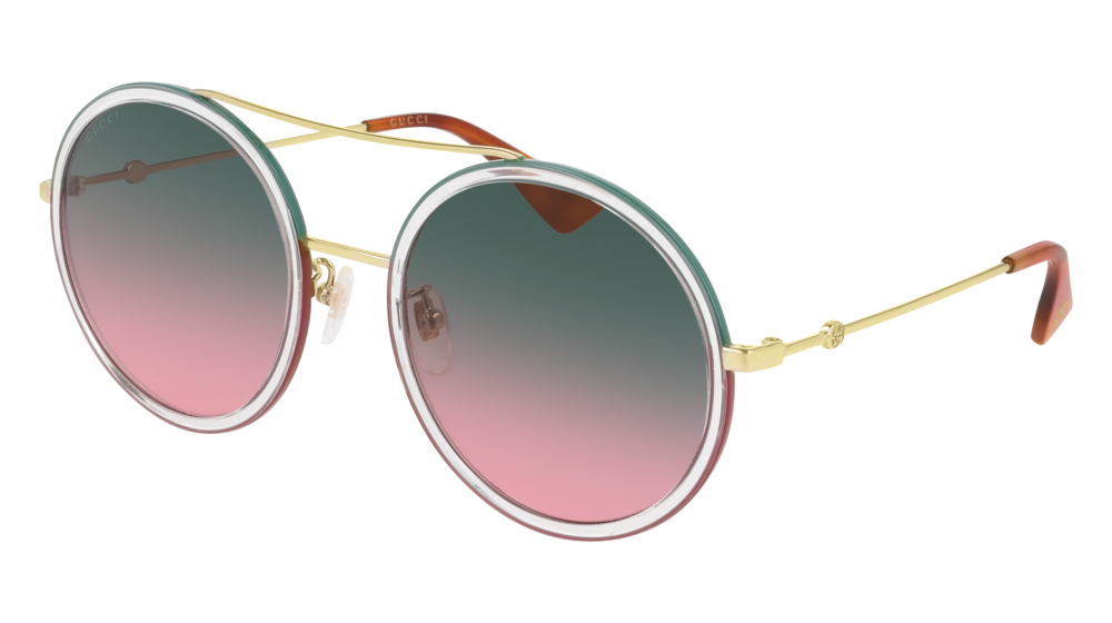 GUCCI GG0061S ROUND / OVAL Sunglasses For Women  GG0061S-022 GOLD GOLD / GREEN SHINY 56-22-140