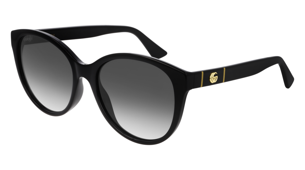 GUCCI GG0631S CAT EYE Sunglasses For Women  GG0631S-001 BLACK BLACK / GREY SHINY 56-18-145